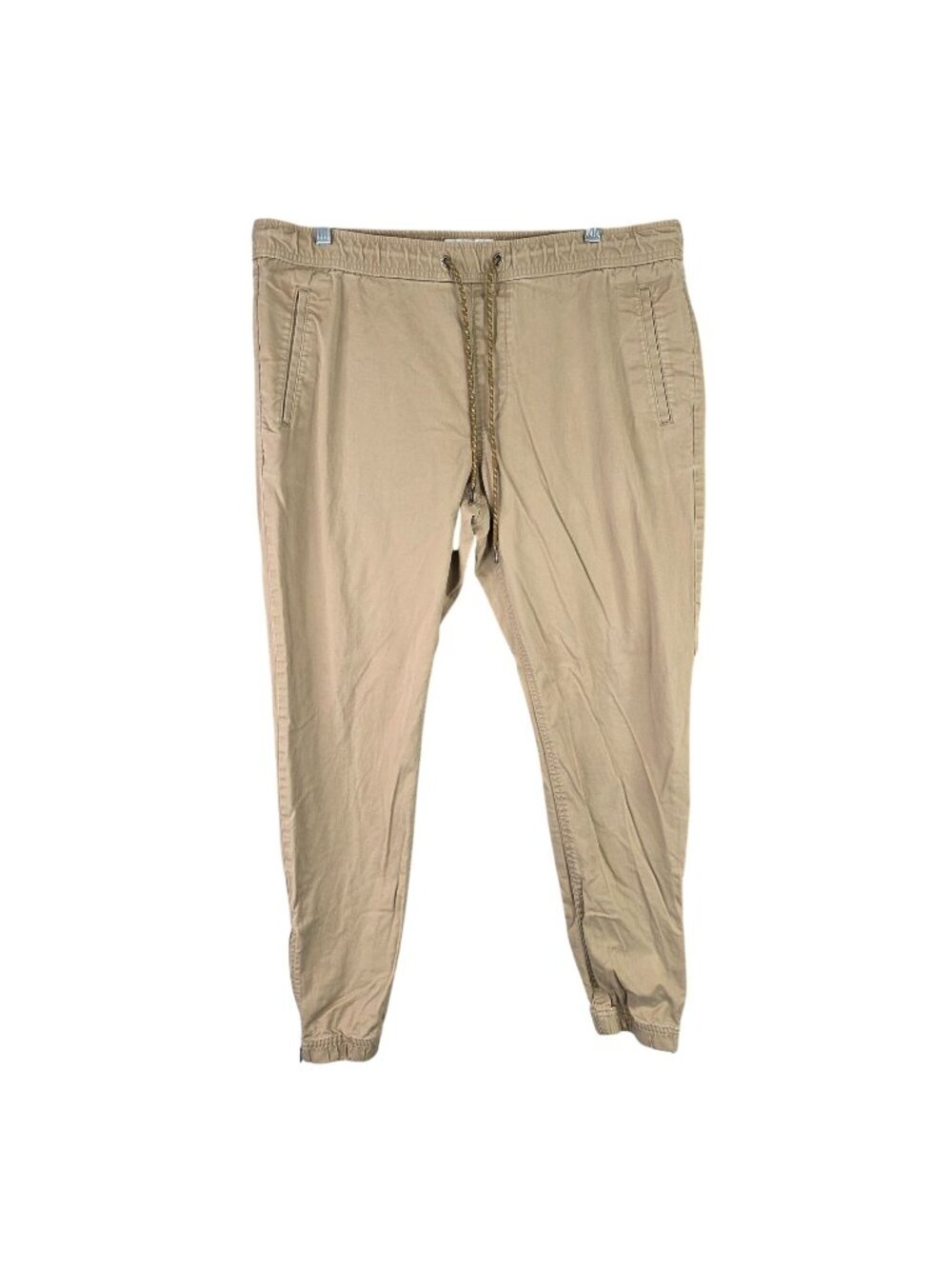 Mens Express Skinny Fit Beige Jogger Pants Drawstring Elastic Waist Stretch 34